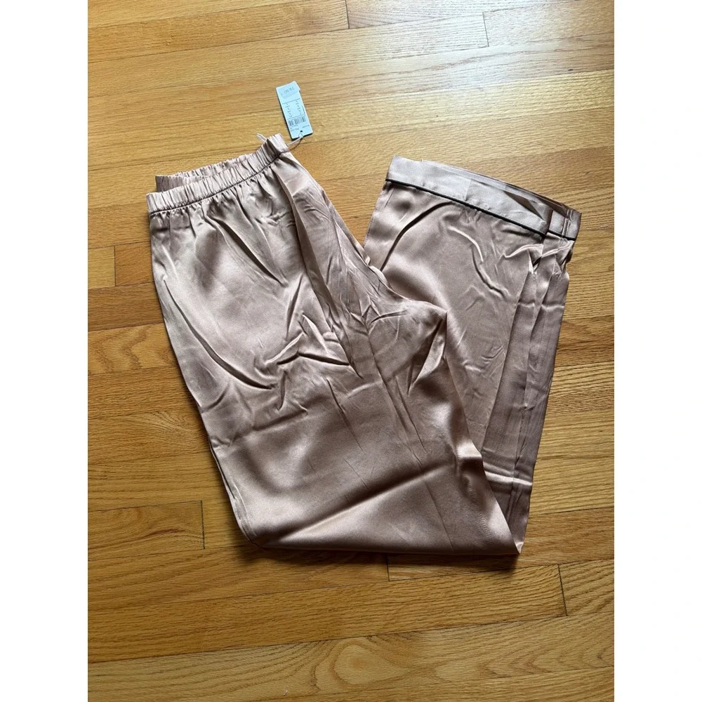 Intimissimi Silk Pajama Set Rose Satin Long Sleeve Button Down Pants L NEW